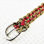 [公式]パラコードマクラメ編み＃164 薄茶、茶、赤まだら色の中・大型犬用首輪No194