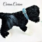 [キット]パラコード#111マクラメ編み白とブルーまだら色の小型犬用首輪No141