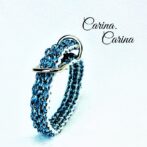 [キット]パラコード#111マクラメ編み白とブルーまだら色の小型犬用首輪No141