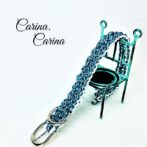 [キット]パラコード#111マクラメ編み白とブルーまだら色の小型犬用首輪No141