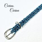 [キット]パラコード#111マクラメ編み白とブルーまだら色の小型犬用首輪No141