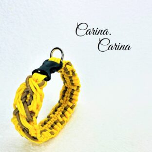 [キット]パラコード#113No143マクラメ編み茶とイエロー2色の大、中型犬用首輪