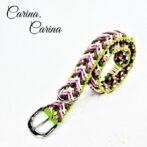 [キット]綿ロープ#116マクラメ編みピンク茶アイボリー緑の小型犬用首輪No146