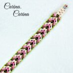 [キット]綿ロープ#116マクラメ編みピンク茶アイボリー緑の小型犬用首輪No146