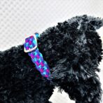 [公式]パラコードマクラメ編み＃165 ピンクとエメラルドグリーンと紫の小型犬用首輪No195