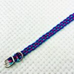 [公式]パラコードマクラメ編み＃165 ピンクとエメラルドグリーンと紫の小型犬用首輪No195