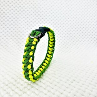 [キット]パラコード#166マクラメ編み グリーンとライトグリーンの小型、中型犬用首輪No198