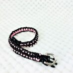 [公式]パラコードマクラメ編み＃167 ピンクと黒まだらの小型犬用首輪No197