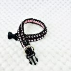 [公式]パラコードマクラメ編み＃167 ピンクと黒まだらの小型犬用首輪No197