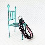 [公式]パラコードマクラメ編み＃167 ピンクと黒まだらの小型犬用首輪No197