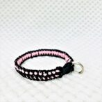 [公式]パラコードマクラメ編み＃167 ピンクと黒まだらの小型犬用首輪No197