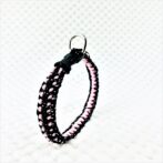 [公式]パラコードマクラメ編み＃167 ピンクと黒まだらの小型犬用首輪No197