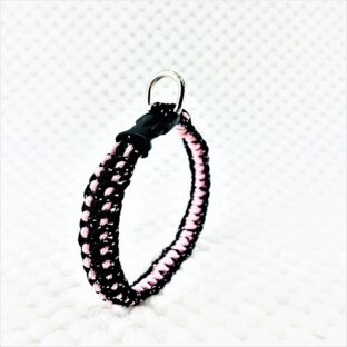 [キット]パラコード＃167マクラメ編み ピンクと黒まだらの小型犬用首輪No197