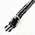 [公式]パラコードマクラメ編み＃167 ピンクと黒まだらの小型犬用首輪No197