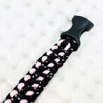 [公式]パラコードマクラメ編み＃167 ピンクと黒まだらの小型犬用首輪No197