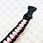 [公式]パラコードマクラメ編み＃167 ピンクと黒まだらの小型犬用首輪No197
