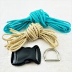 [公式]パラコード#168マクラメ編み ゴールドとオーキッドブルーの小型、中型犬用首輪No198