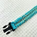 [公式]パラコード#168マクラメ編み ゴールドとオーキッドブルーの小型、中型犬用首輪No198