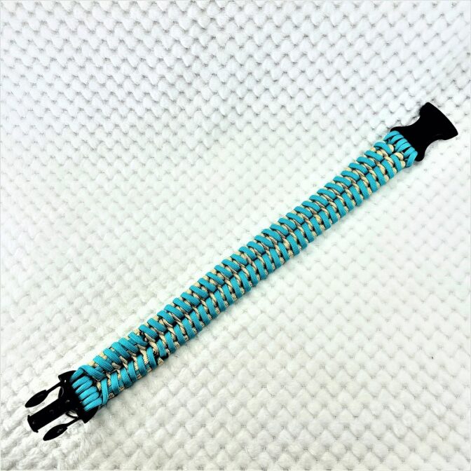 [公式]パラコード#168マクラメ編み ゴールドとオーキッドブルーの小型、中型犬用首輪No198