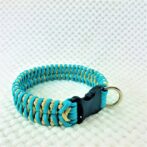 [公式]パラコード#168マクラメ編み ゴールドとオーキッドブルーの小型、中型犬用首輪No198