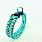 [公式]パラコード#168マクラメ編み ゴールドとオーキッドブルーの小型、中型犬用首輪No198