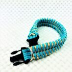 [公式]パラコード#168マクラメ編み ゴールドとオーキッドブルーの小型、中型犬用首輪No198