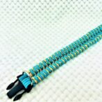 [公式]パラコード#168マクラメ編み ゴールドとオーキッドブルーの小型、中型犬用首輪No198