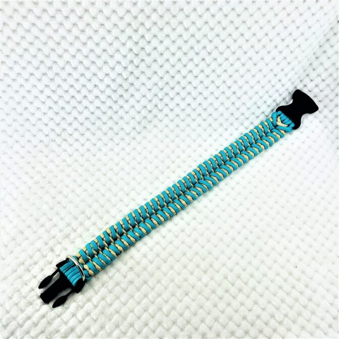 [公式]パラコード#168マクラメ編み ゴールドとオーキッドブルーの小型、中型犬用首輪No198