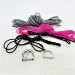 [キット]パラコード#169 マクラメ編みピンク・グレーの小型犬首輪No199