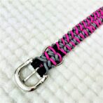 [公式]パラコード#169 マクラメ編みピンク・グレーの小型犬首輪No199