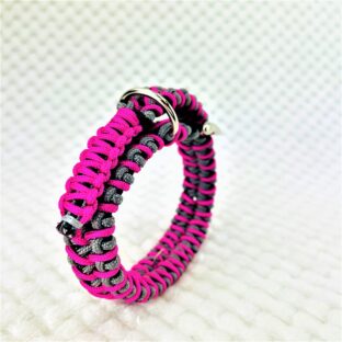 [キット]パラコード#169マクラメ編み ピンク・グレーの小型犬首輪No199