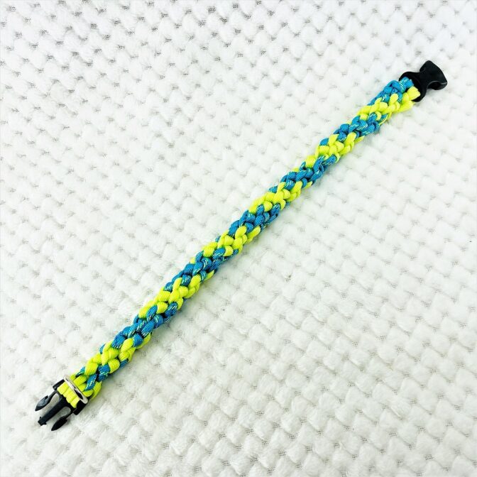 [公式]パラコードNo206マクラメ編みライトグリーンとブルーの小型犬首輪#120