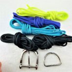 [キット]パラコード#171マクラメ編み ターコイズ・ライトグリーン・紫と黒の中型・大型犬首輪