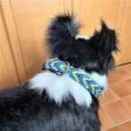 [キット]パラコード#171マクラメ編み ターコイズ・ライトグリーン・紫と黒の中型・大型犬首輪