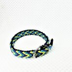 パラコード#171マクラメ編み ターコイズ・ライトグリーン・紫と黒の中型・大型犬首輪
