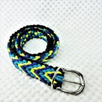 パラコード#171マクラメ編み ターコイズ・ライトグリーン・紫と黒の中型・大型犬首輪