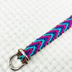 [公式]パラコードマクラメ編み＃172 ローズ・オーキッドブルー・紫・茶の小型犬用首輪No201