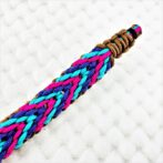 [公式]パラコードマクラメ編み＃172 ローズ・オーキッドブルー・紫・茶の小型犬用首輪No201