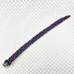 [公式]パラコードマクラメ編み＃172 ローズ・オーキッドブルー・紫・茶の小型犬用首輪No201