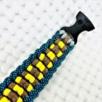 [公式]パラコード#175 マクラメ編み 黄色・茶・青ダイヤ柄・グレーの中型・大型犬用首輪No205