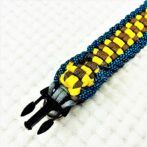 [公式]パラコード#175 マクラメ編み 黄色・茶・青ダイヤ柄・グレーの中型・大型犬用首輪No205