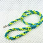 [公式]パラコードNo206マクラメ編みライトグリーンとブルーの小型犬首輪＆リードセット#120