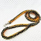 [公式]パラコードNo208マクラメ編みオレンジと茶まだらの犬首輪&リードセット