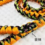 [公式]パラコードNo208マクラメ編みオレンジと茶まだらの犬首輪&リードセット