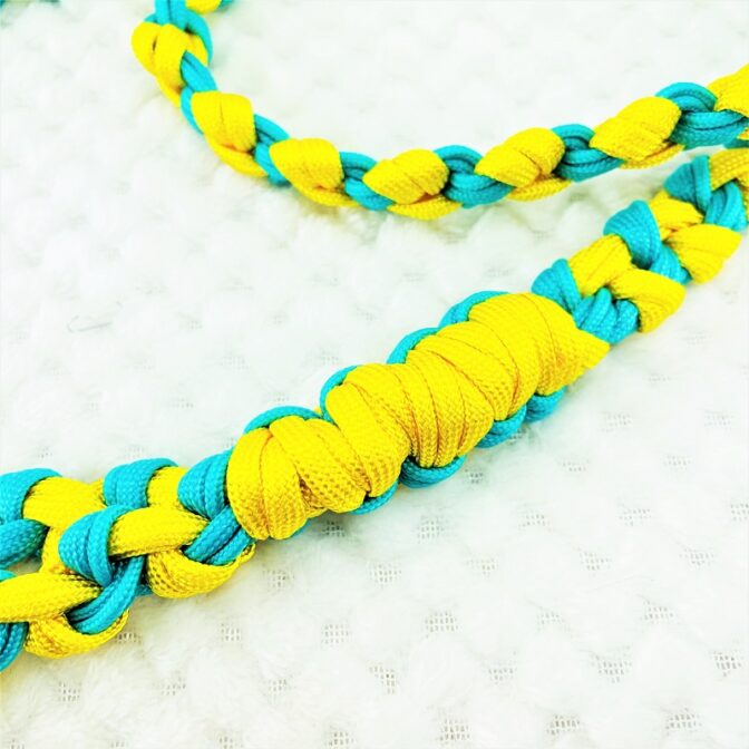 [公式]パラコードNo209マクラメ編み 両片結びリード＆ハーネスのセット小型犬用(#173)