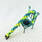 [公式]パラコードNo206マクラメ編みライトグリーンとブルーの小型犬首輪#120