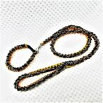 [公式]パラコードNo208マクラメ編みオレンジと茶まだらの犬首輪&リードセット