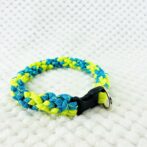 [公式]パラコードNo206マクラメ編みライトグリーンとブルーの小型犬首輪#120