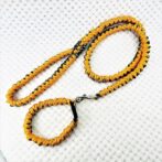 [公式]パラコードNo208マクラメ編みオレンジと茶まだらの犬首輪&リードセット