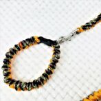 [公式]パラコードNo208マクラメ編みオレンジと茶まだらの犬首輪&リードセット